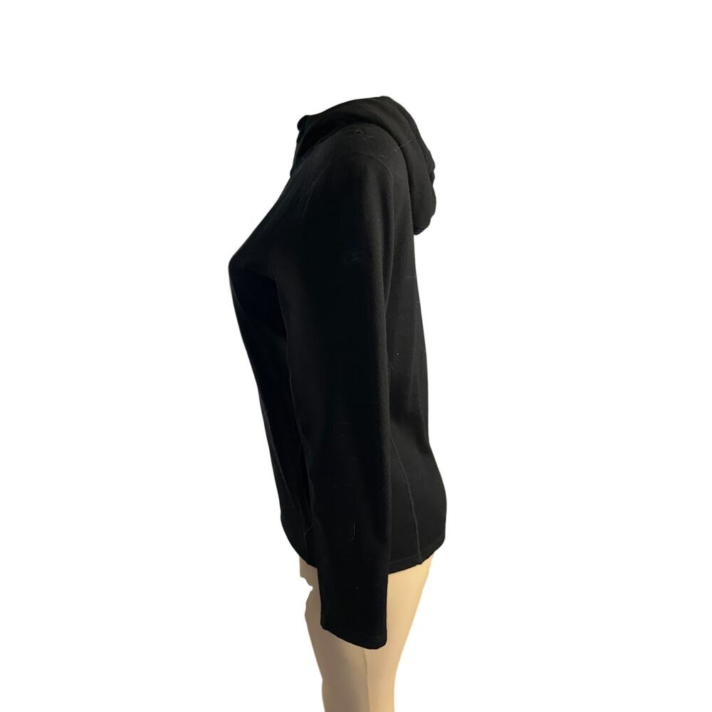Women M Icebreaker Merino Wool Cascade Fleece Black Full Zip Hoodie Jacket Coat - Picture 4 of 9